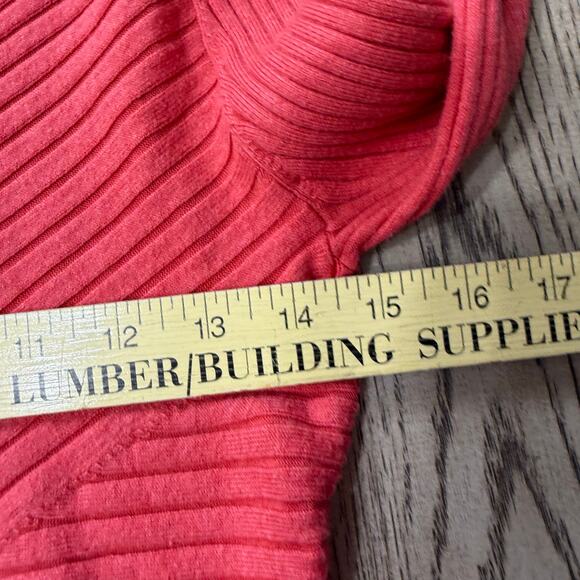 J. McLaughlin Medium Coral Red Ribbed Long Sleeve Sweater - Picture 5 of 7